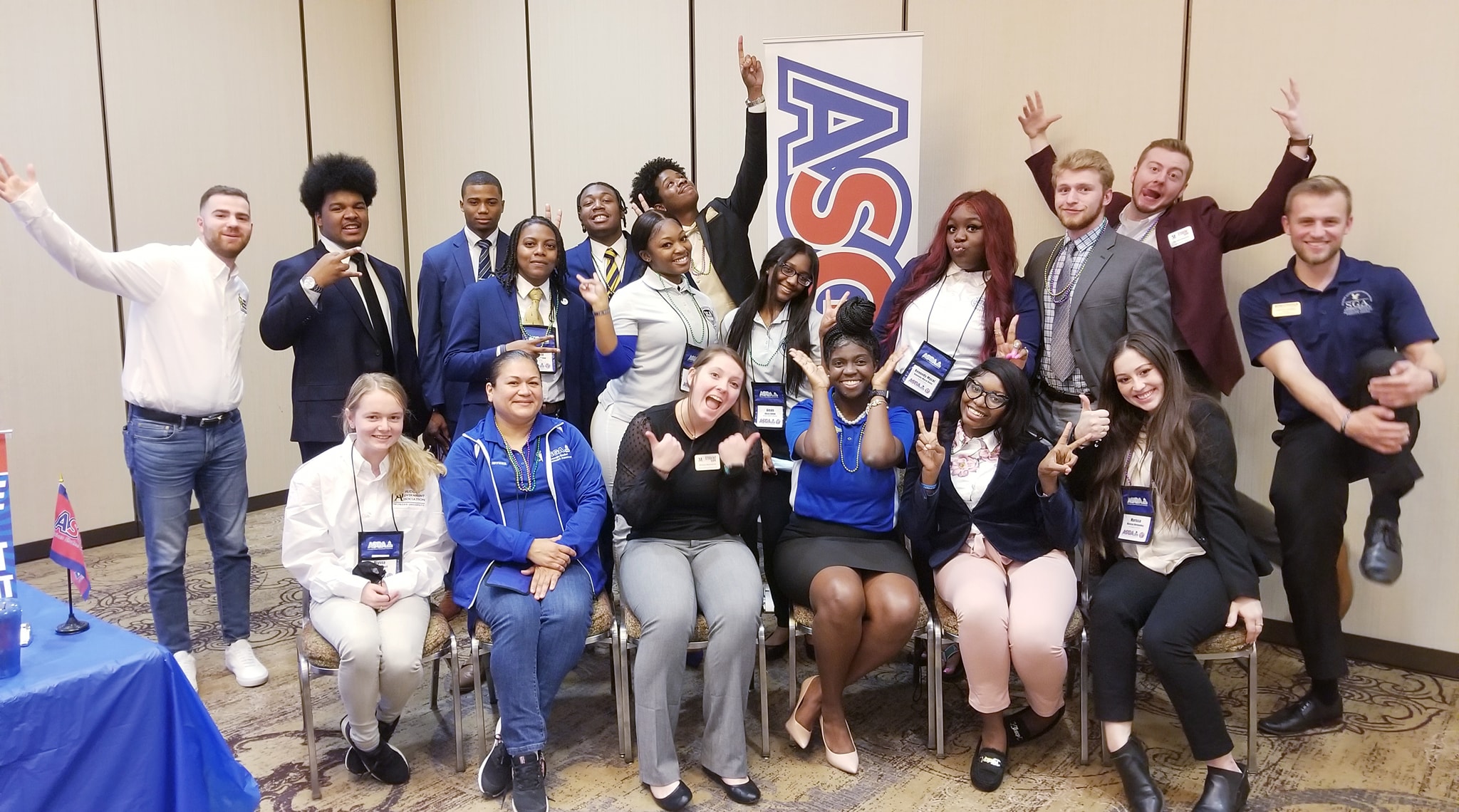 Student Government officers celebrating at an ASGA conference